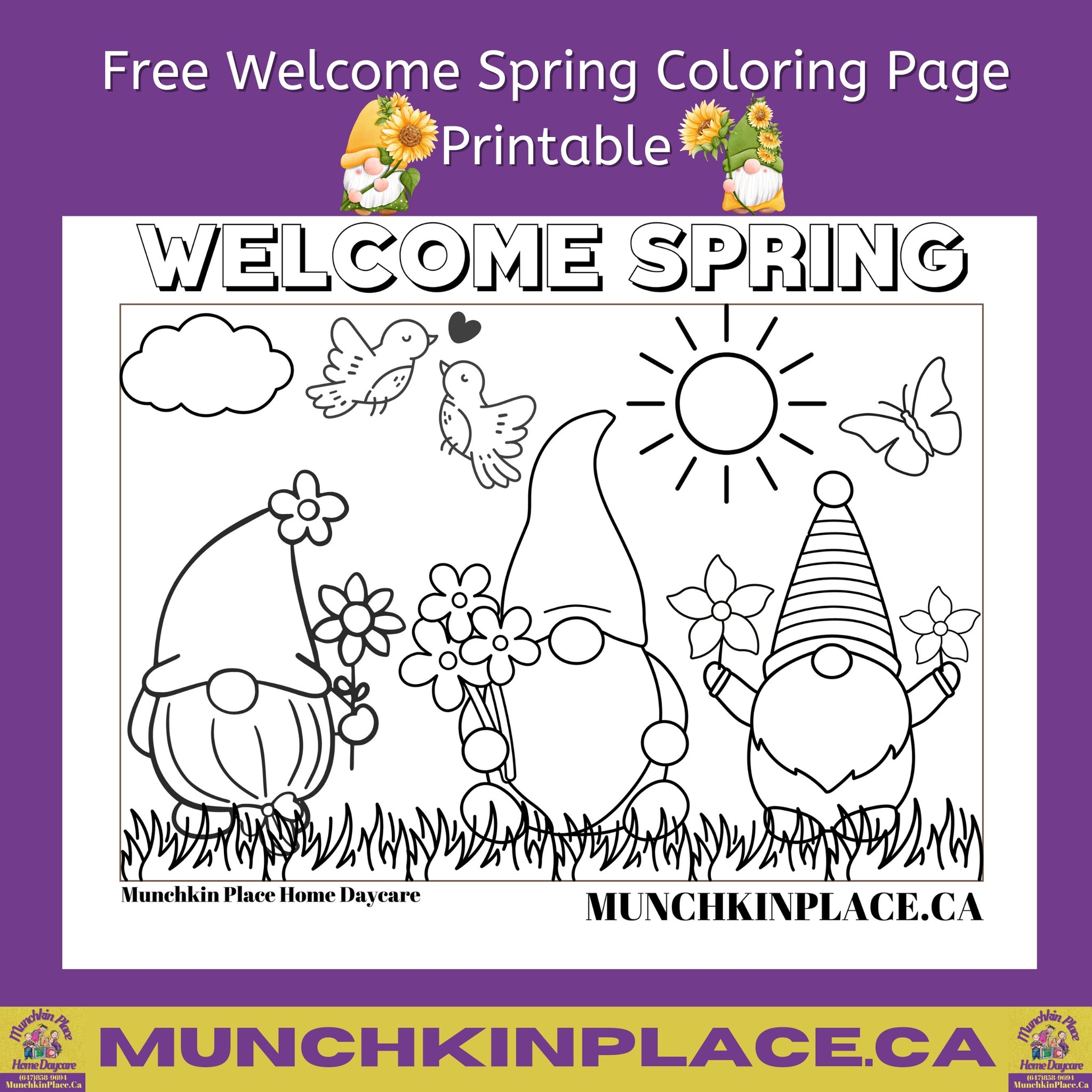 Welcome Spring Free Coloring Page Printable