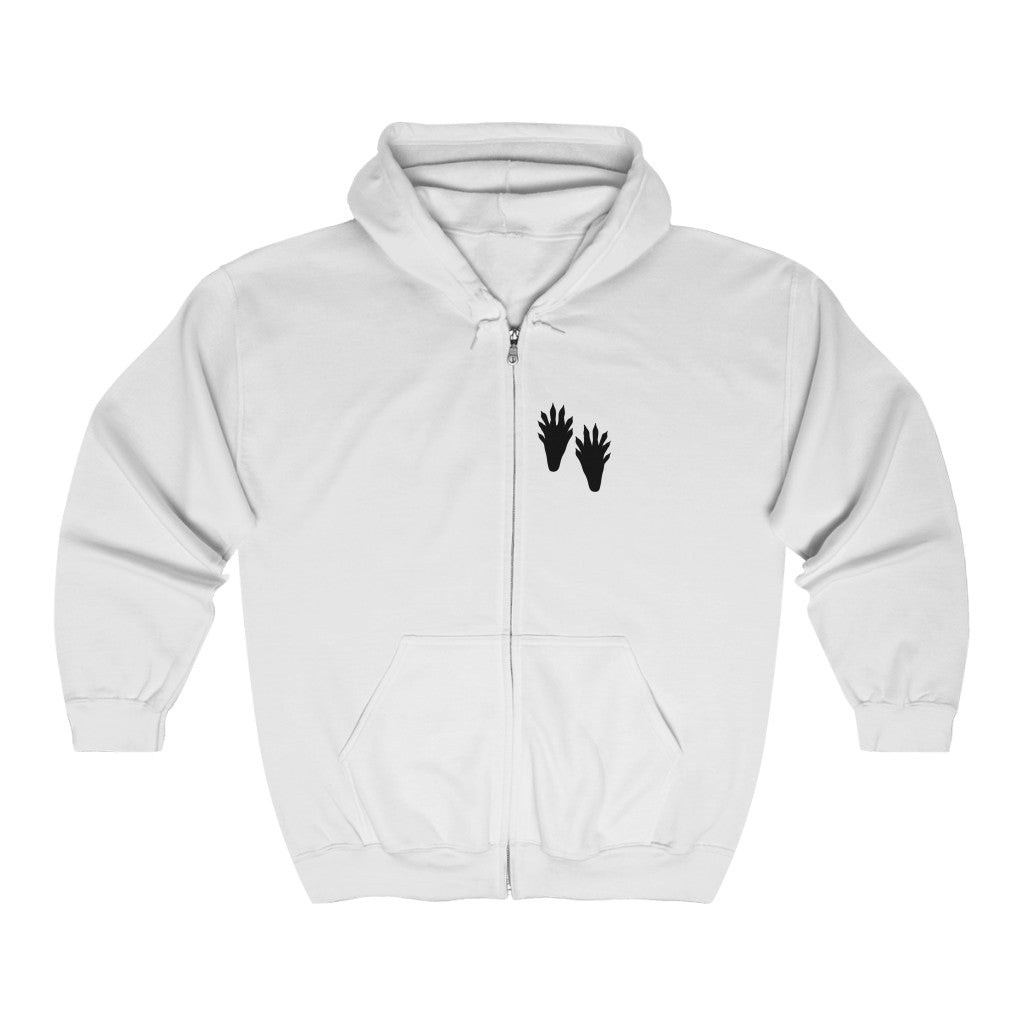 Beaverton Unisex White and Black Full Zip Hooded Sweatshirt