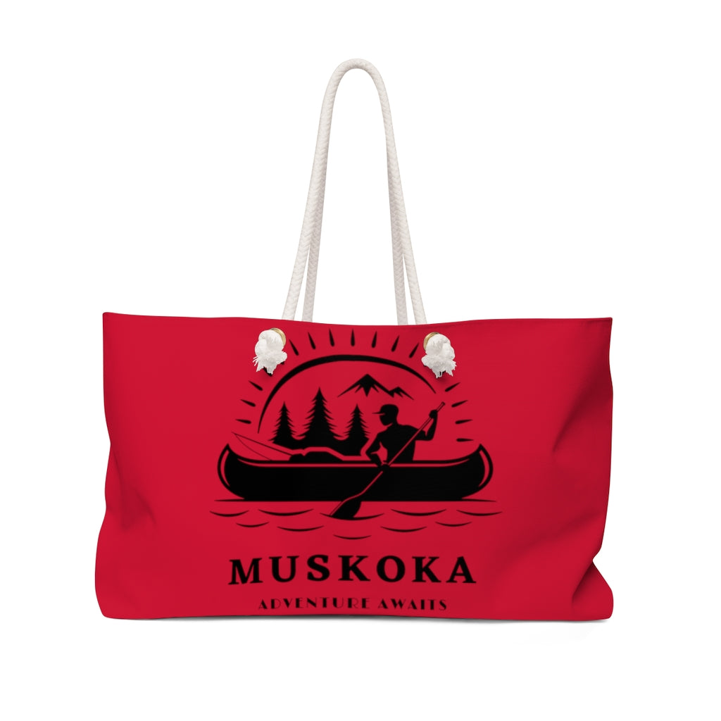 Muskoka Adventure Awaits Crimson Red Weekender Bag