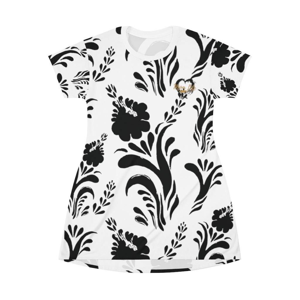 Mom Life Black and White Floral Nightgown - Munchkin Place Shop 