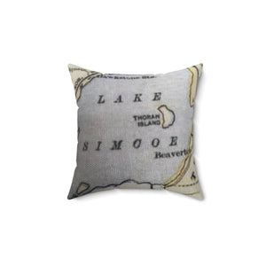 Map of Lake Simcoe Square Pillow