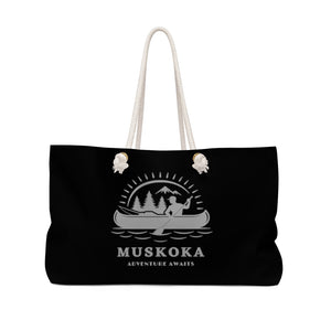 Muskoka Adventure Awaits Black Weekender Bag Black and Grey