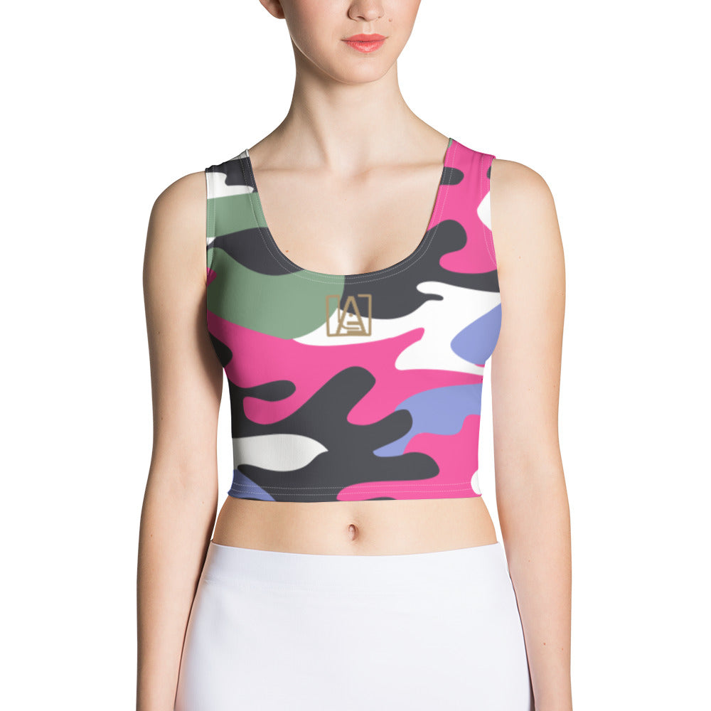 ICONIC Pink and Green Camo Crop Top