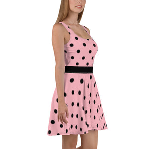 Pink and Black Polka Dot Skater Dress