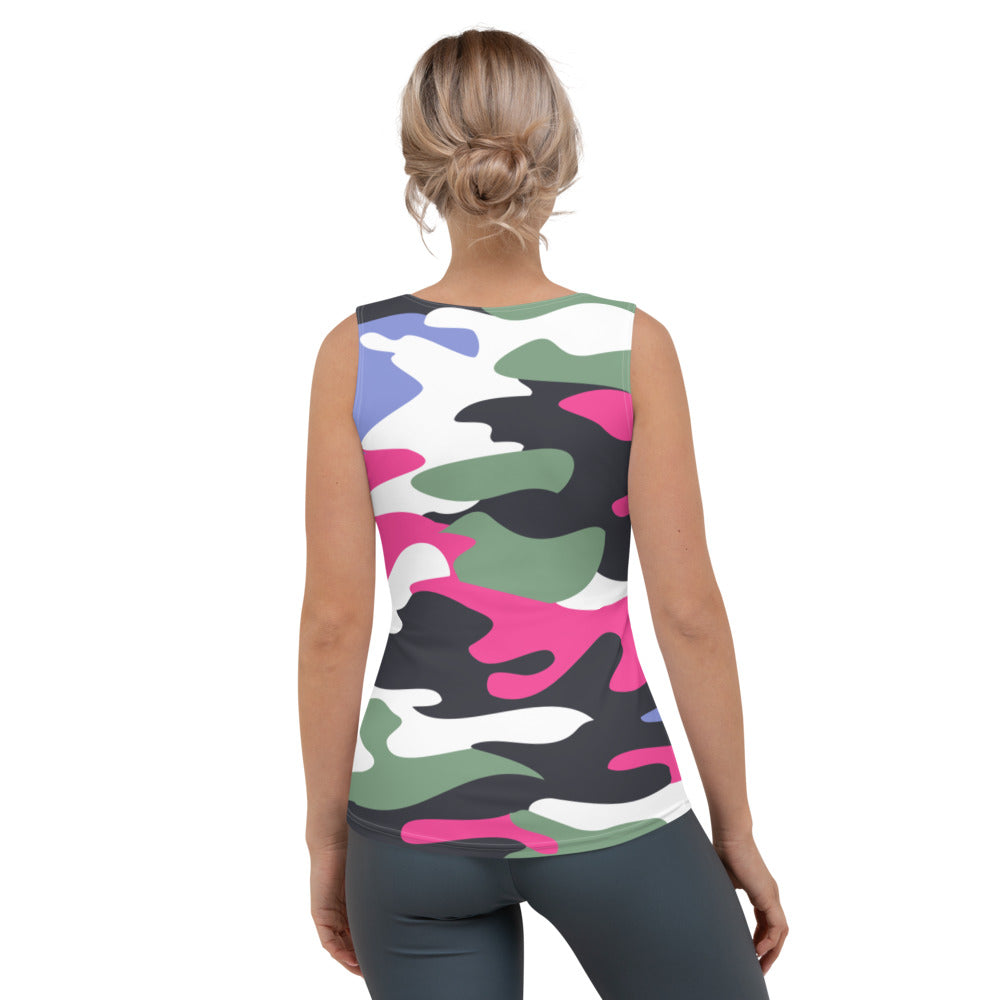 ICONIC Pink and Green Camo Tank Top