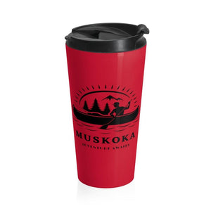 Muskoka Adventure Awaits Red Stainless Steel Travel Mug - Munchkin Place Shop 