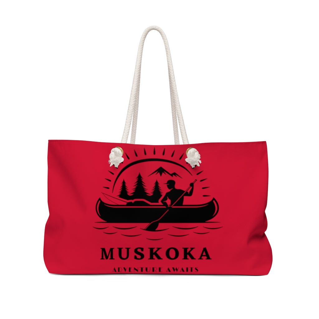 Muskoka Adventure Awaits Crimson Red Weekender Bag