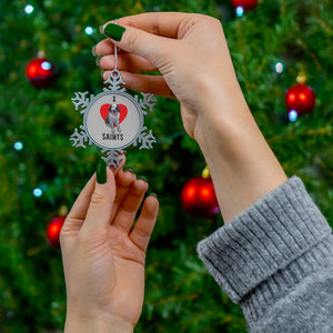 I Love Saints Pewter Snowflake Ornament