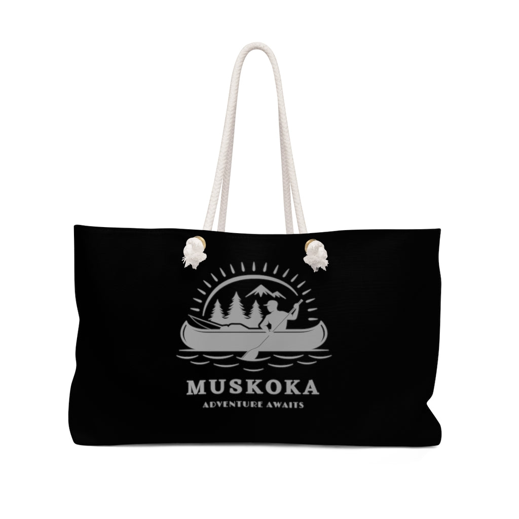 Muskoka Adventure Awaits Black Weekender Bag Black and Grey