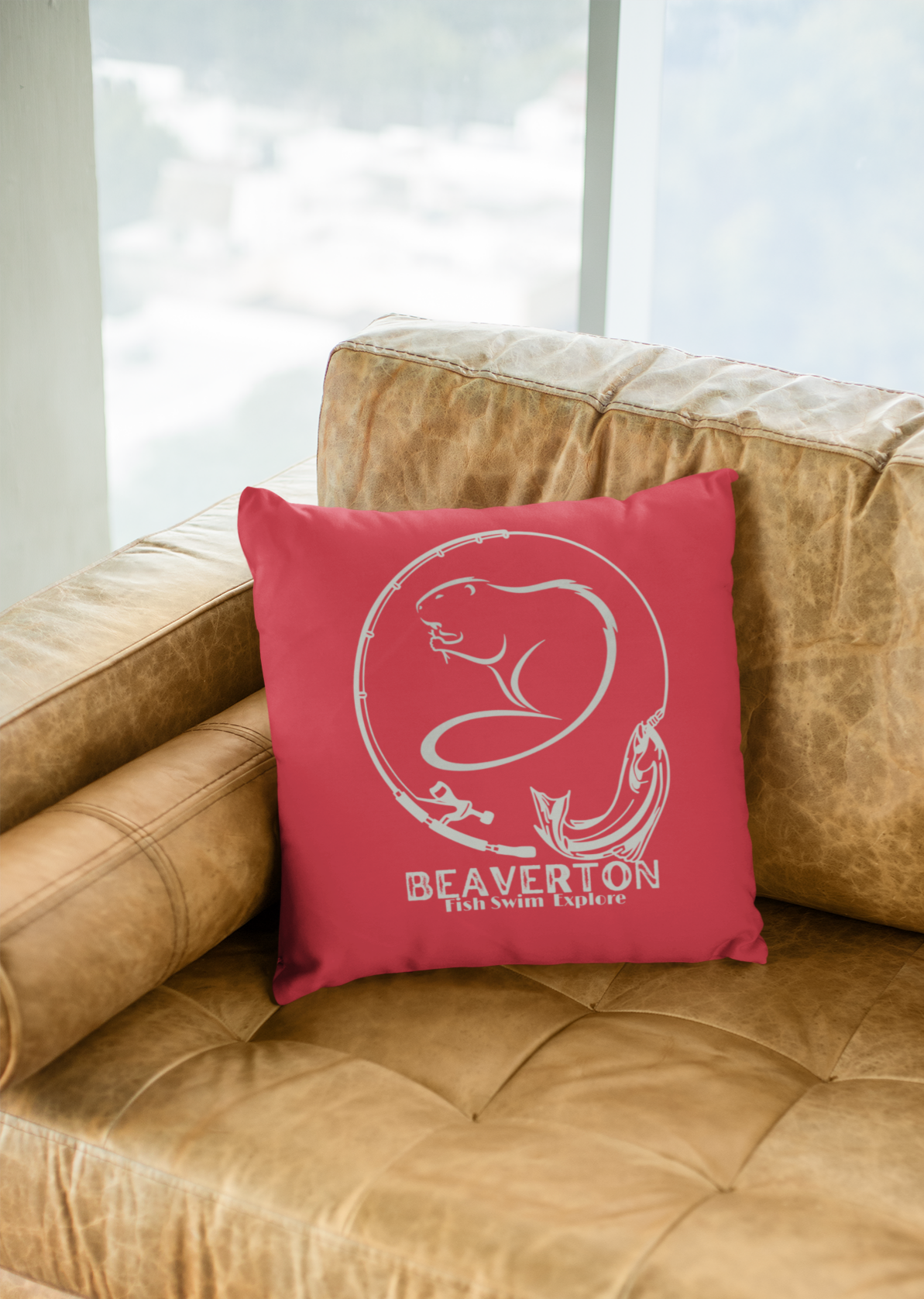 Beaverton Square Pillow in Red